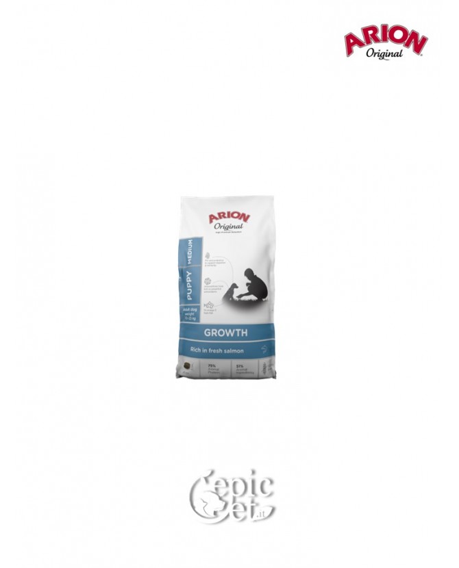 Arion Original Growth Fish Med (26/18) 150g - Puppy, Salmone & Riso, Crescita Arion Original Growth Fish Med (26/18) 150g - Puppy, Salmone & Riso, Crescita