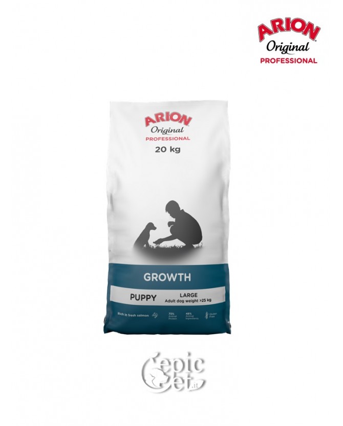 Arion Original Professional Growth Fish Large (26/18) 20kg - Puppy, Salmone & Riso, Crescita, Gestazione, Allattamento Arion Original Professional Growth Fish Large (26/18) 20kg - Puppy, Salmone & Riso, Crescita, Gestazione, Allattamento