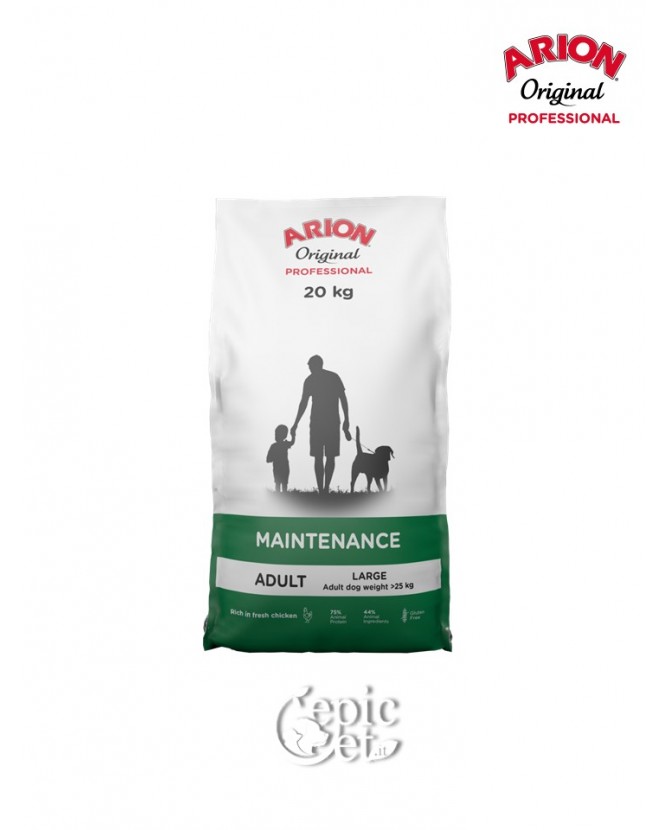 Arion Original Professional Maintenance Large (25/13) 20kg - Adult, Monoproteico, Pollo & Riso, Mantenimento