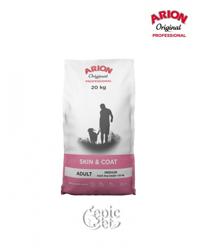 Arion Original Professional Skin & Coat Med (25/16) 20kg - Adult, Monoproteico, Salmone & Riso, Cute & Pelo