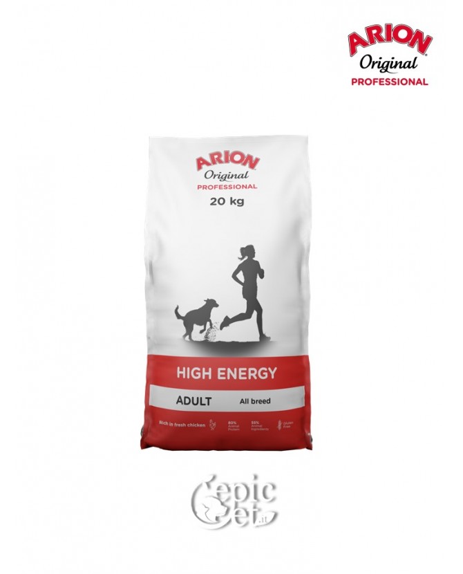 Arion Original Professional High Energy (30/22) 20kg - Adult, Monoproteico, Pollo & Riso, Energetico, All Breed