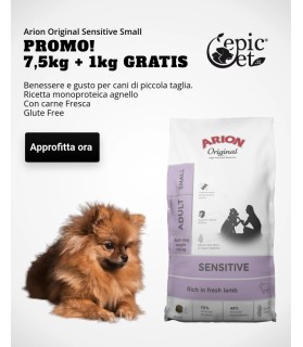 Arion Original Sensitive Small Agnello & Riso 7,5kg + 1kg | Cibo Secco Monoproteico e Gluten Free