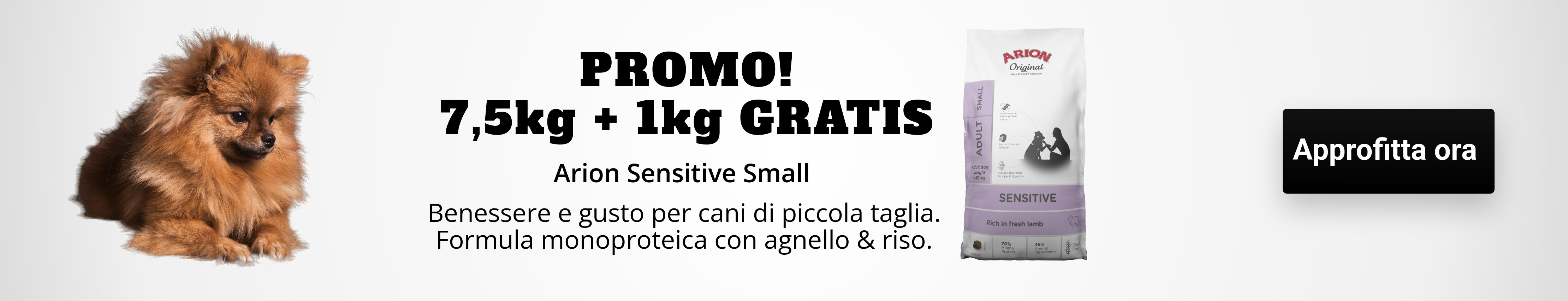 offerta-arion-sensitive-small-agnello-riso-7-5kg-1kg-gratis